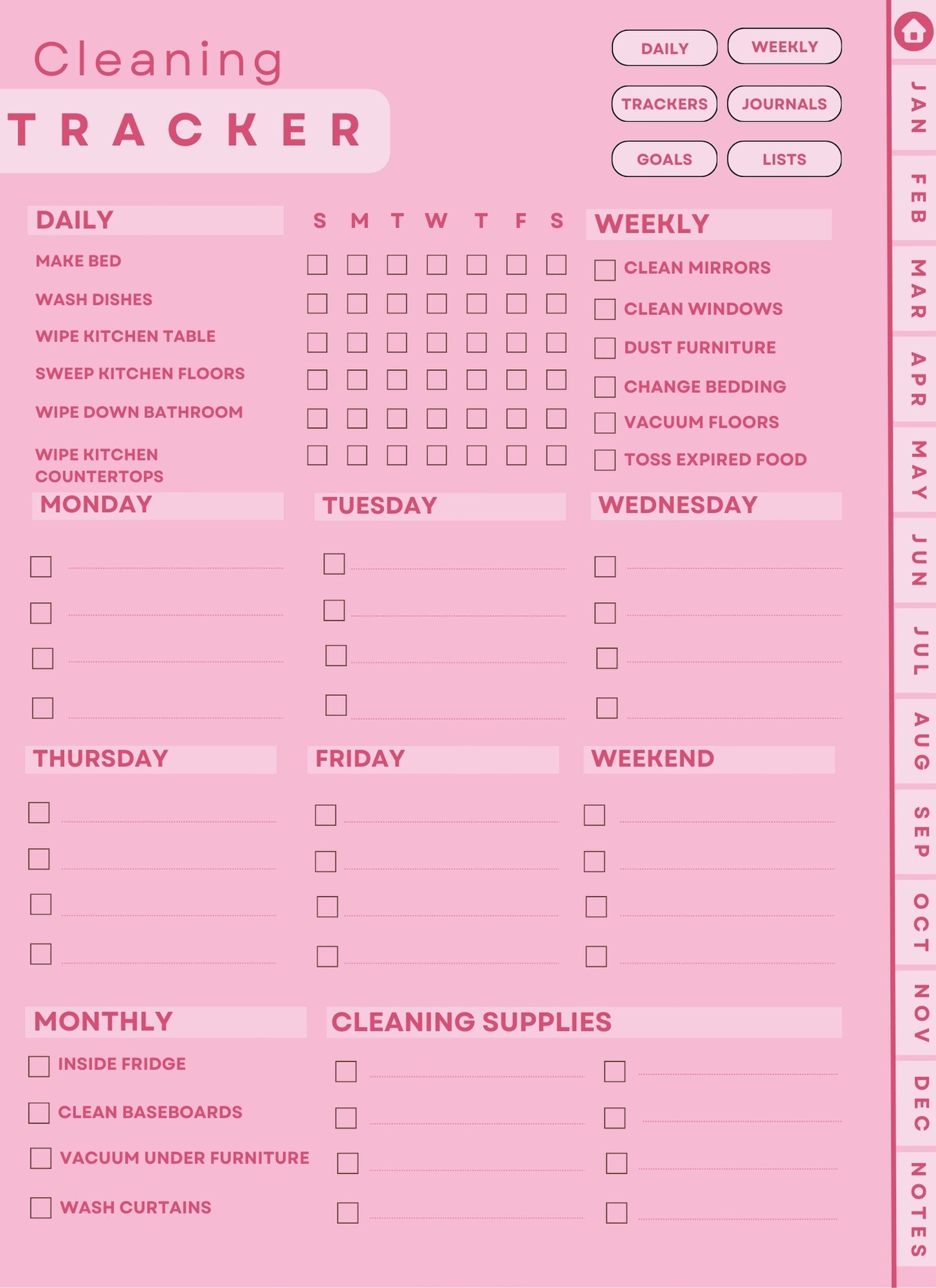 Pink Instant Download 2024 Digital Planner