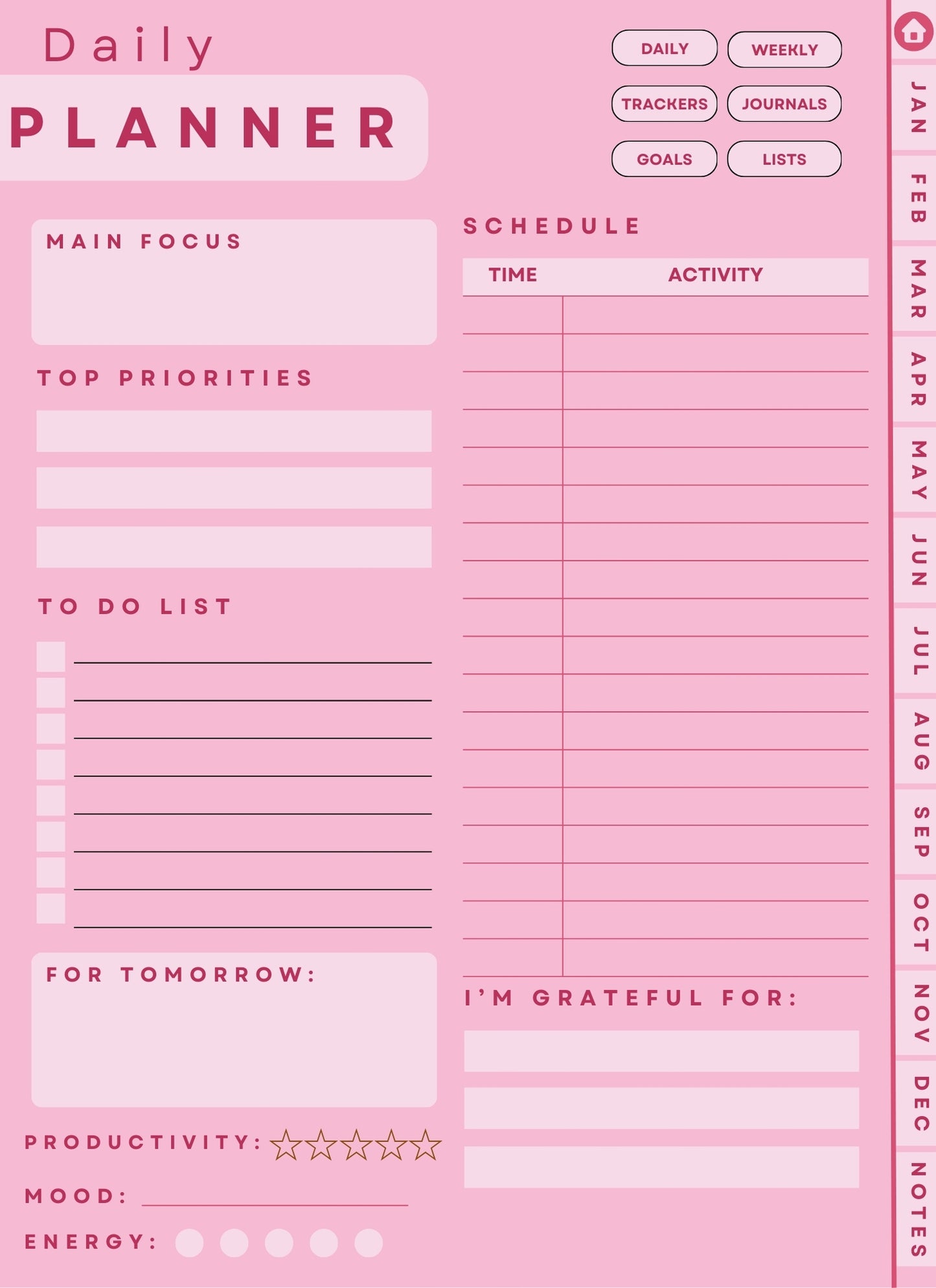 Pink Instant Download 2024 Digital Planner