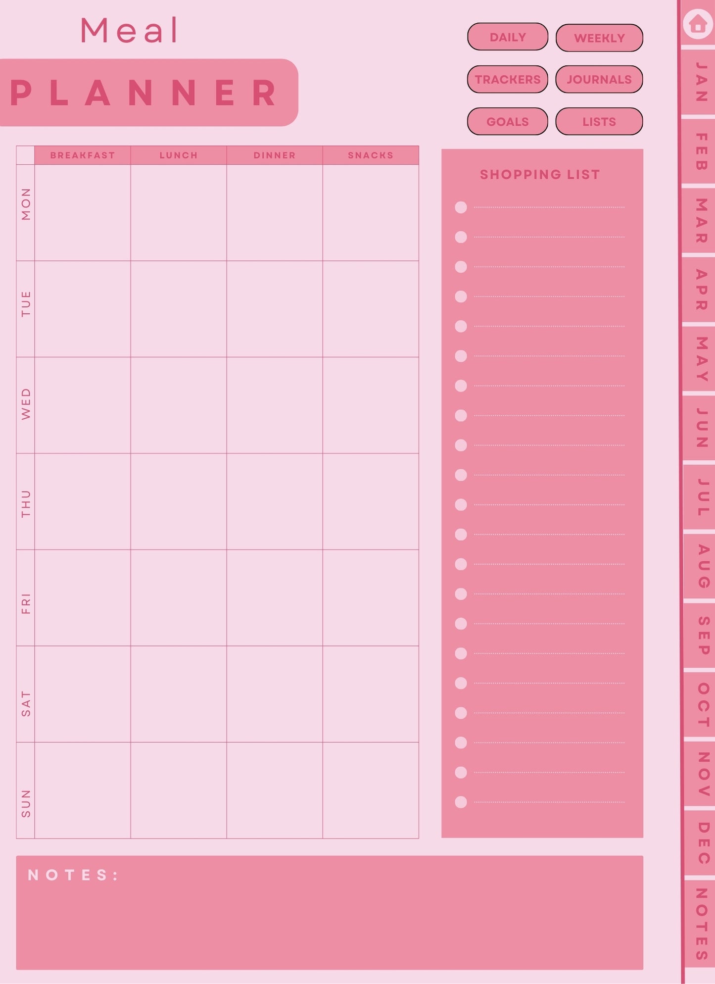 Pink Instant Download 2024 Digital Planner