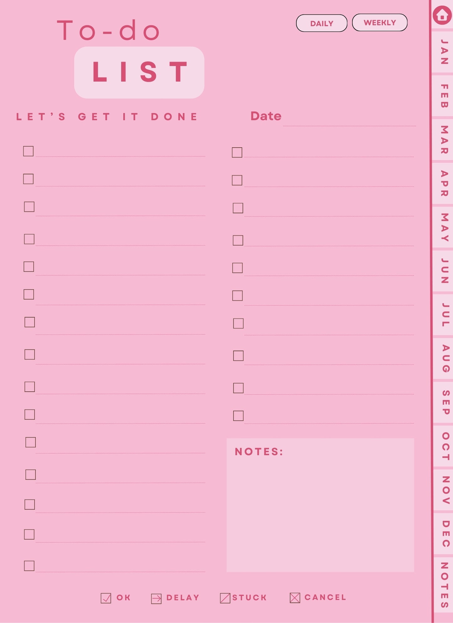 Pink Instant Download 2024 Digital Planner