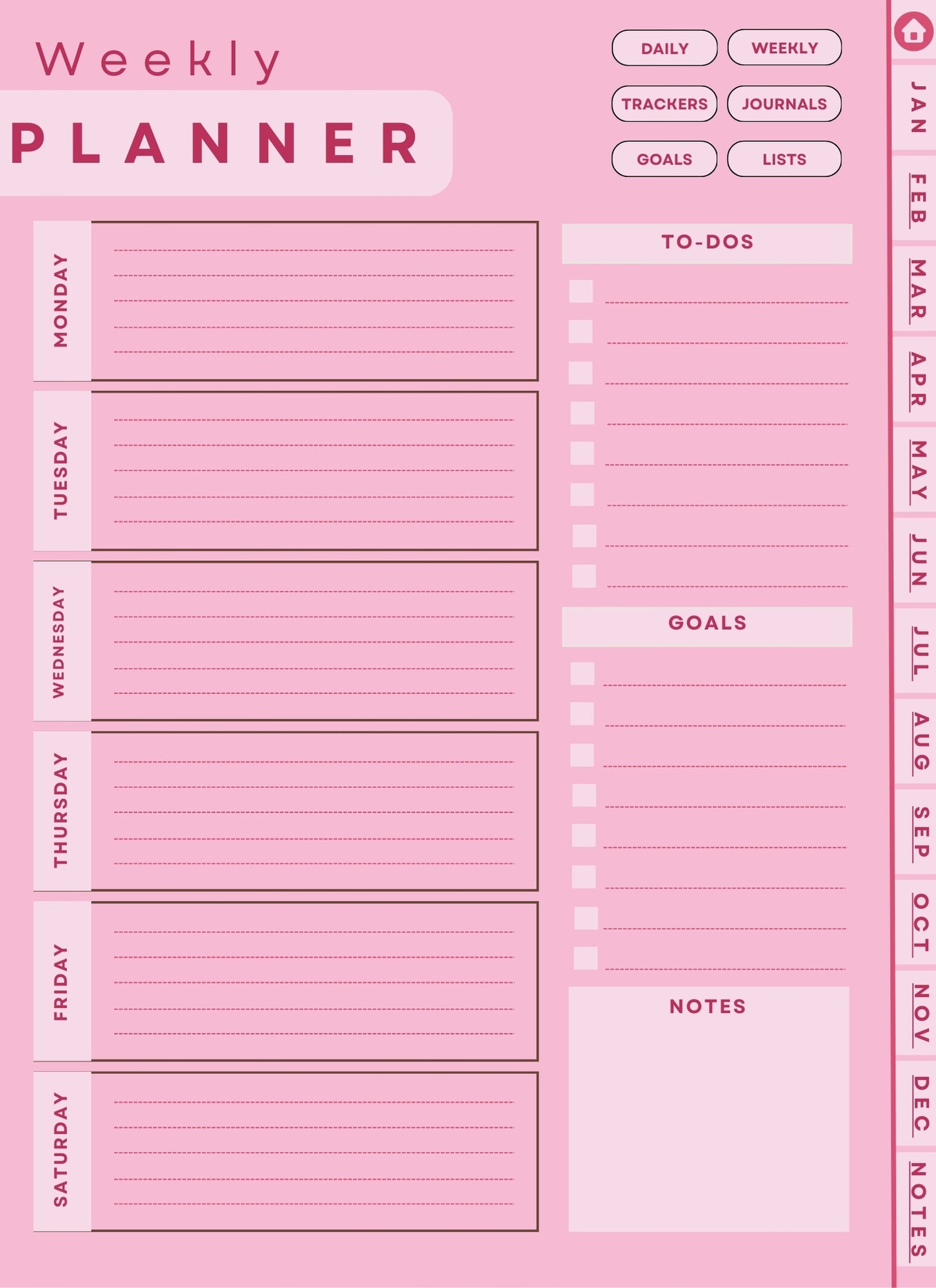 Pink Instant Download 2024 Digital Planner