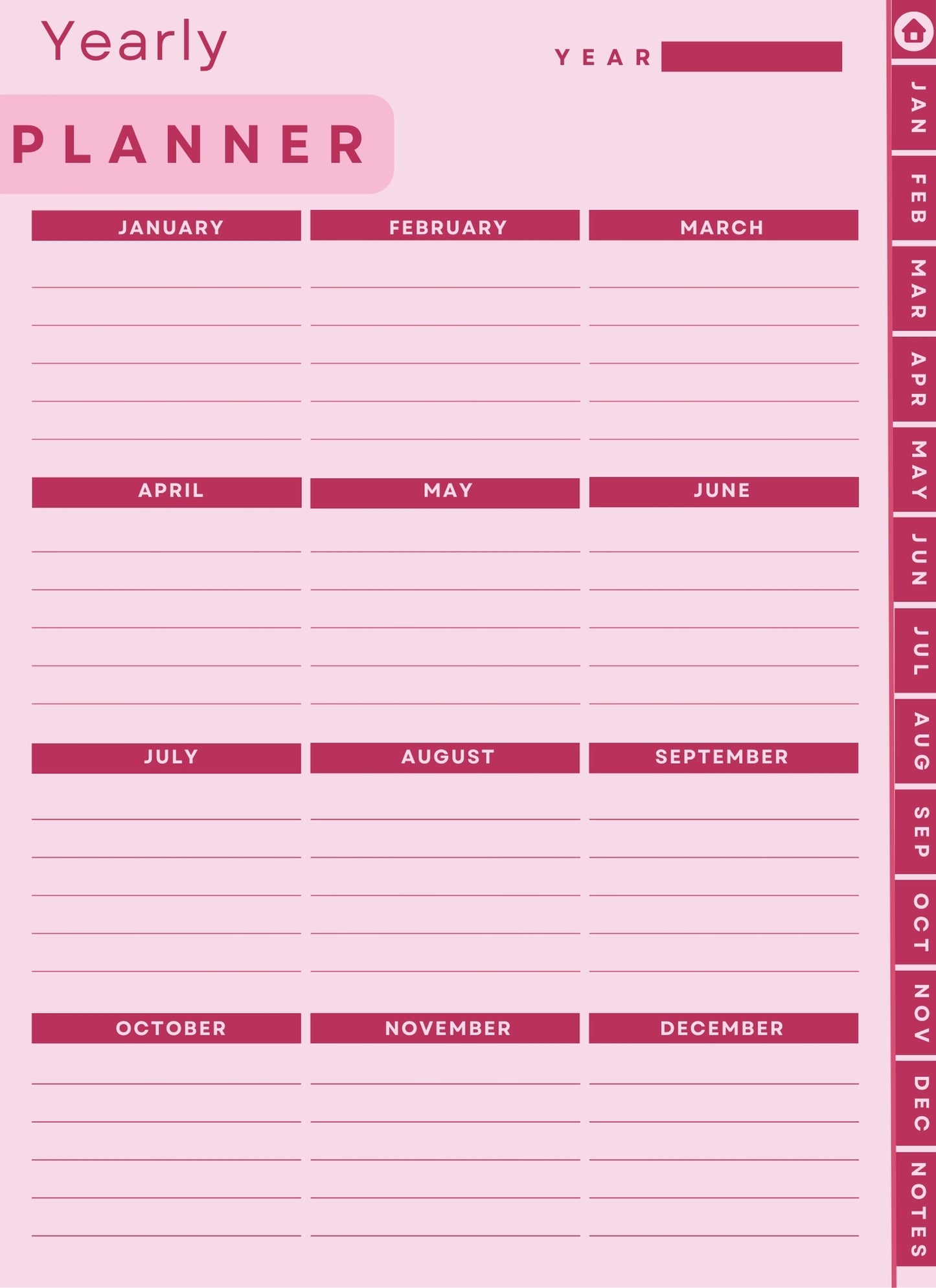 Pink Instant Download 2024 Digital Planner