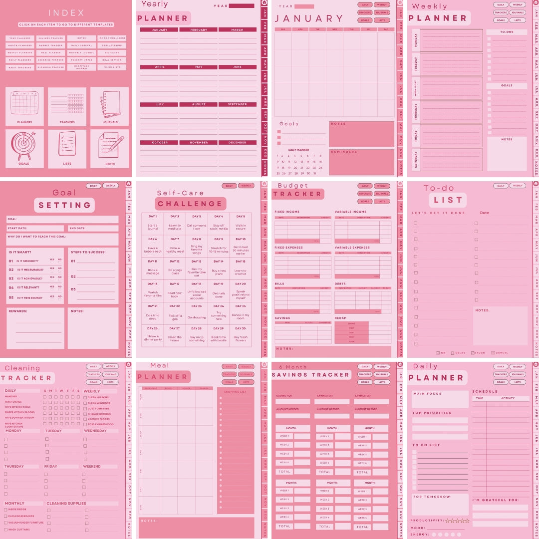 Pink Instant Download 2024 Digital Planner