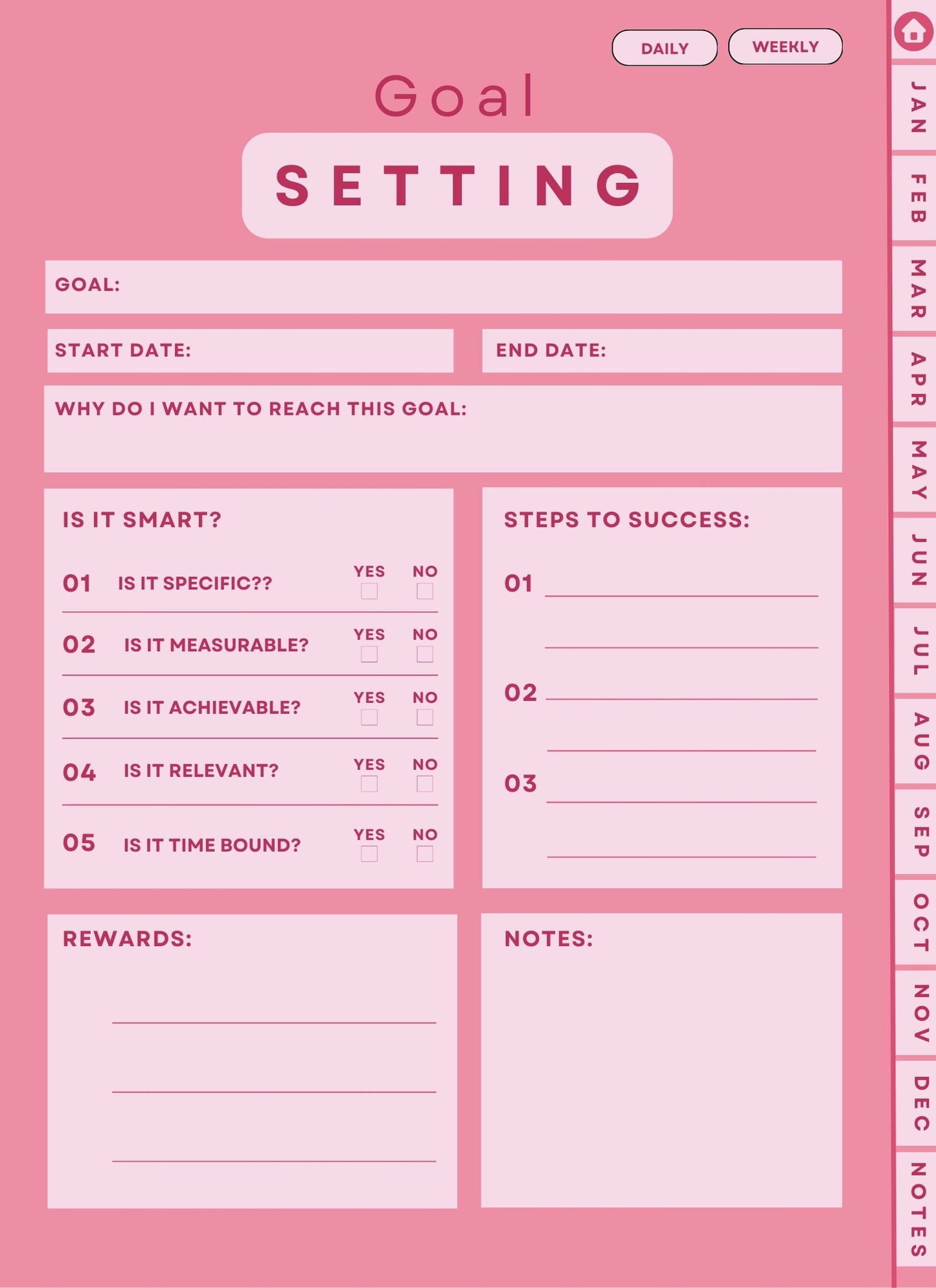 Pink Instant Download 2024 Digital Planner